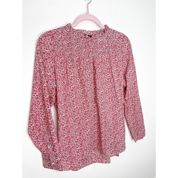 J.Crew Liberty Print Ruffle Classic Popover Shirt in Chamomile Red Floral 10 - Picture 3 of 5